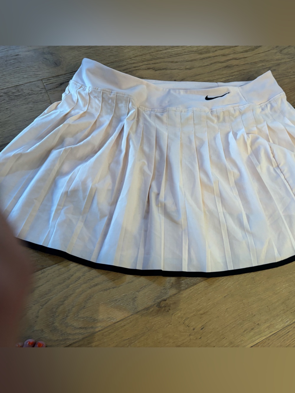 Nike White Pleated Mini Skirt with Black Hem